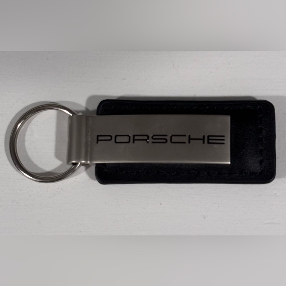 Champion Porsche Pompano Florida Black Leather Keychain